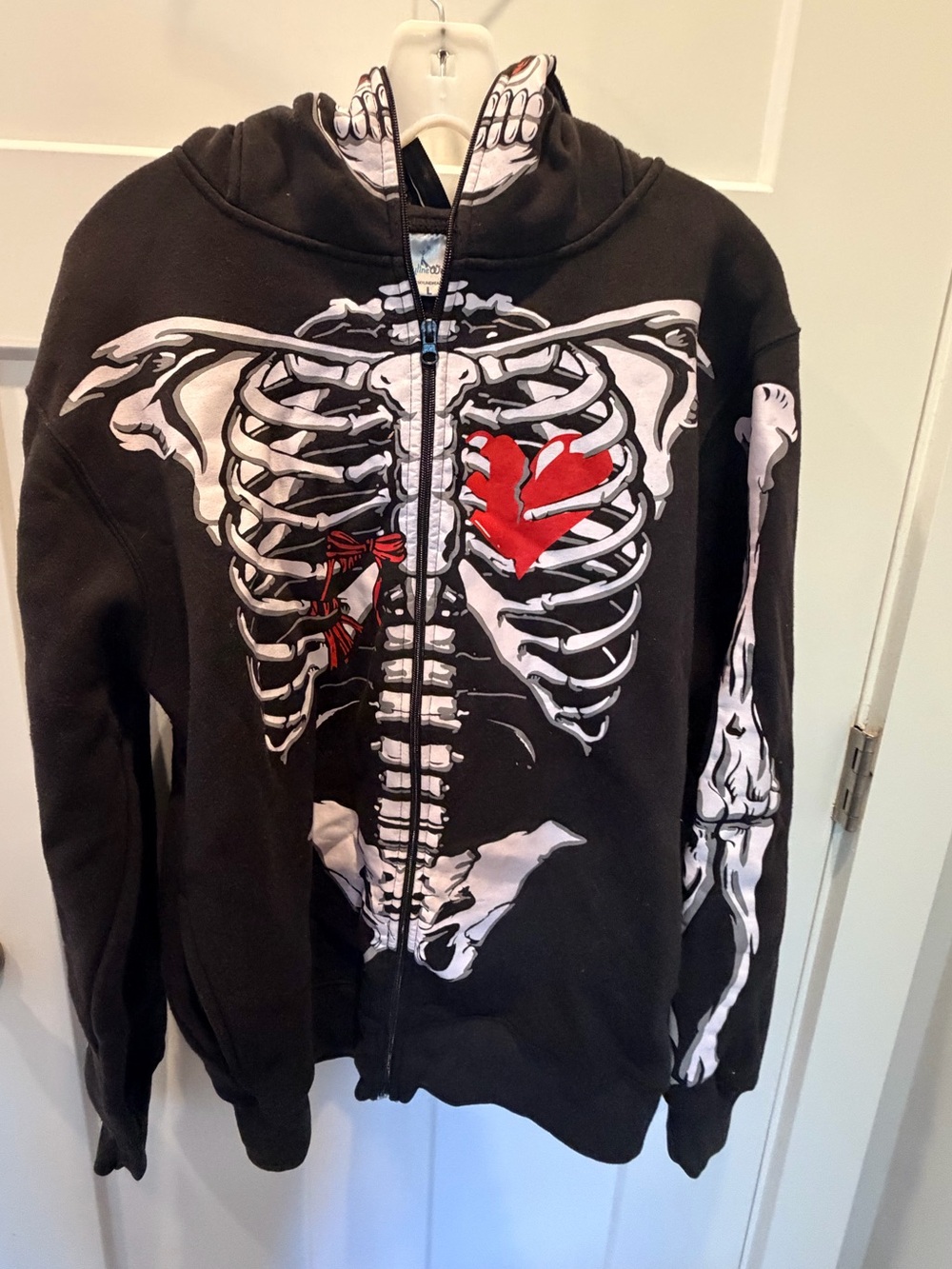 Skyline Wears Skeleton Full Zip Skull Mask Hoodie Black Red Size L